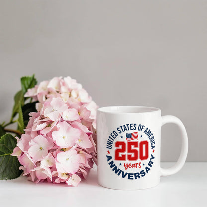 United States Of America 250 Anniversary Patriotic White Ceramic Mug Multiple Variants