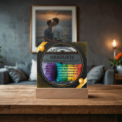 Graduation LED Acrylic Plaque – Congratulations Graduate Gift | Class of 2026 Light Up Keepsake