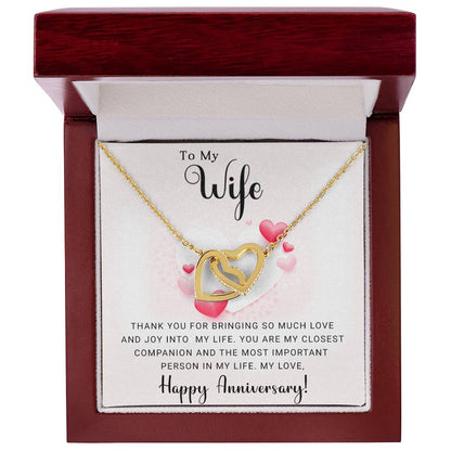 Forever Love Interlocking Hearts Anniversary Necklace (Yellow & White Gold Variants)