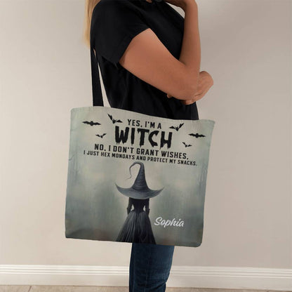 Personalized Witch Tote Bag – Custom Name Halloween Gothic Tote with Funny Quote !
