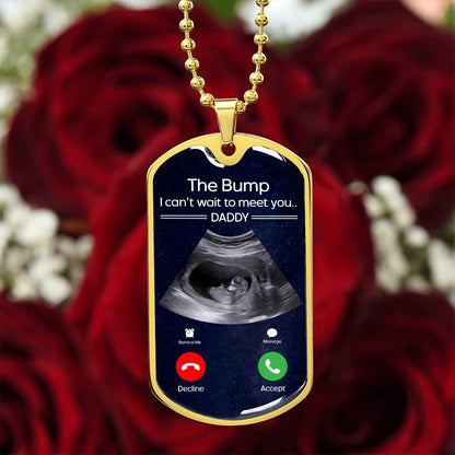Personalized baby announcement dog tag necklace for husband