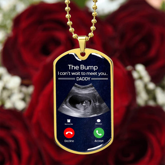 Personalized baby announcement dog tag necklace for husband