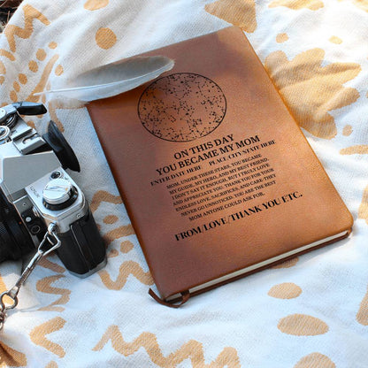 On This Day You Became My Mom, Leather Graphic Journal Gift