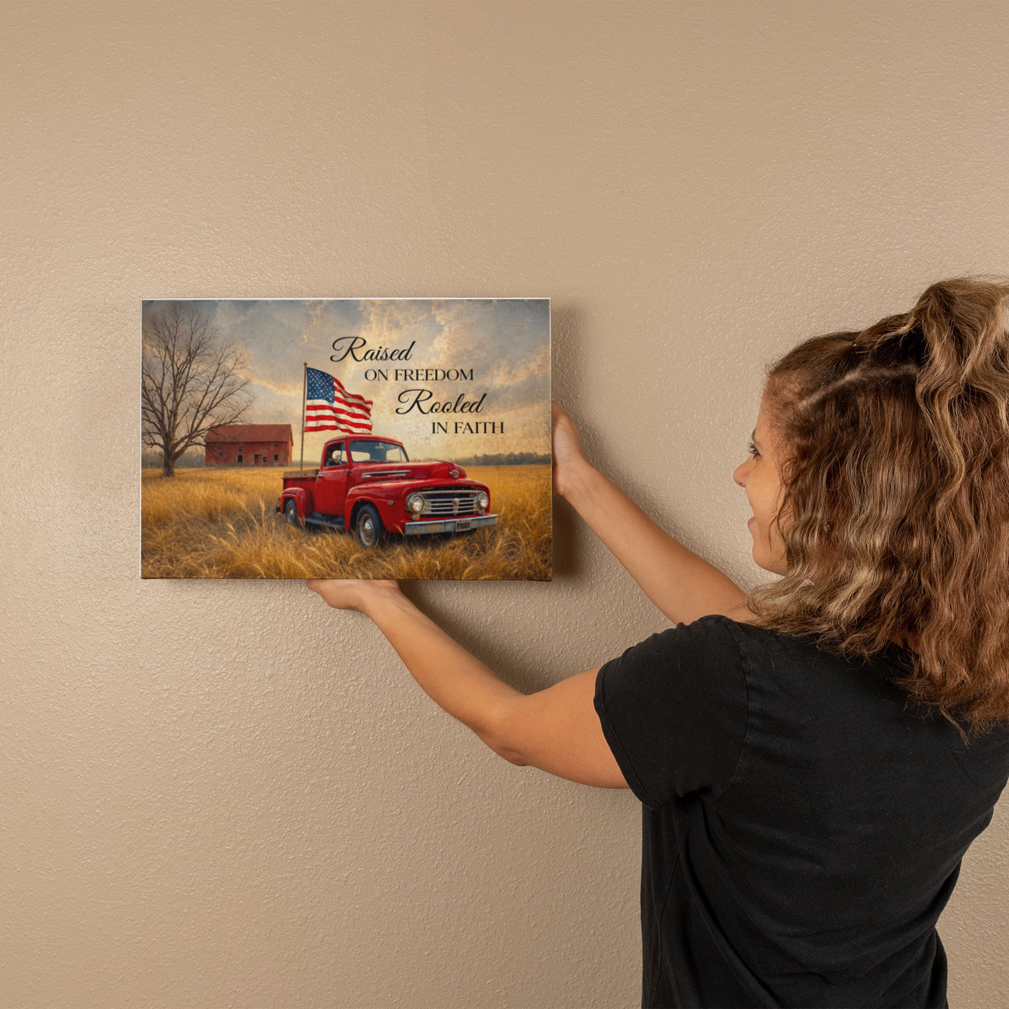 Personalized Rustic American Farm Canvas – Custom Family Name Patriotic Country Wall Art