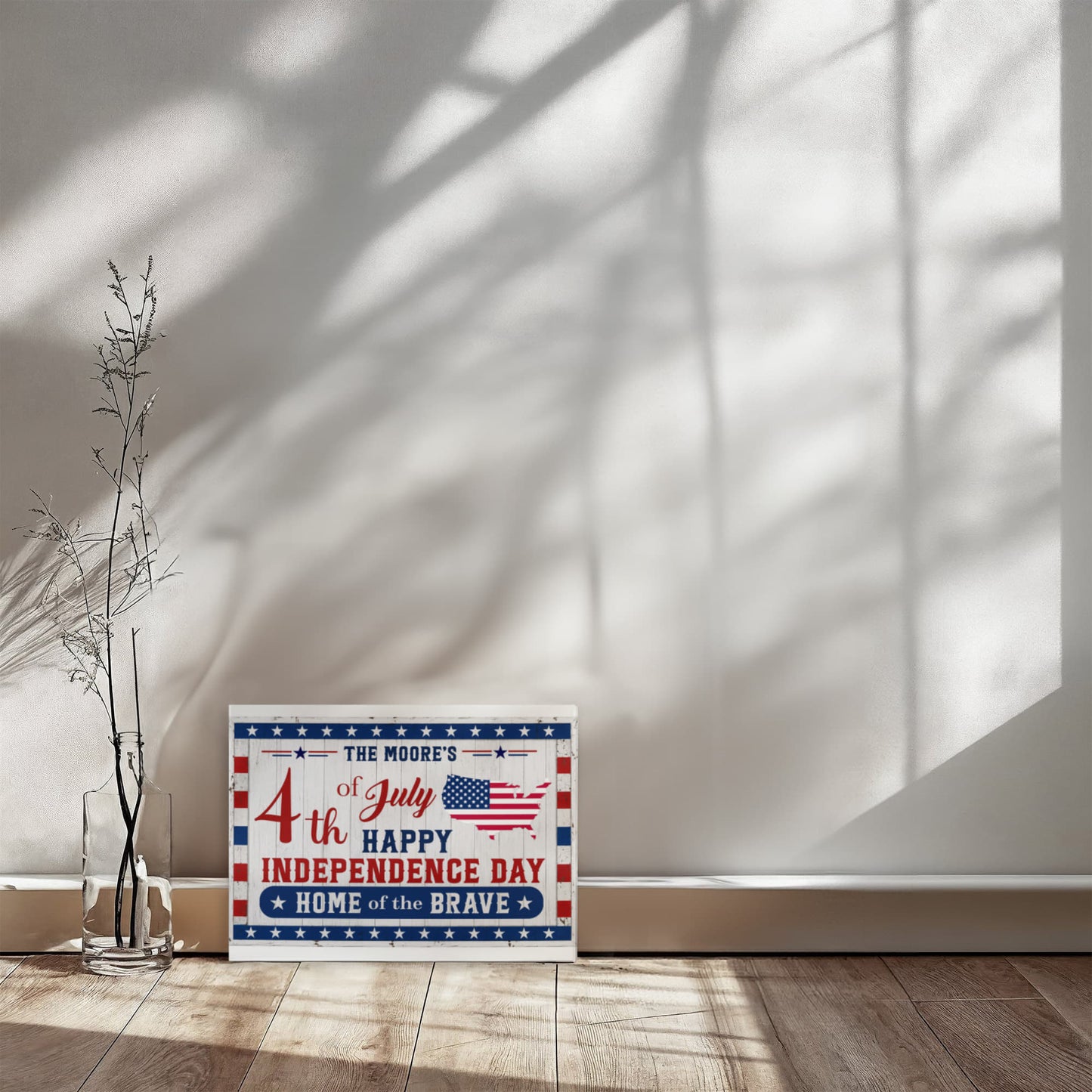 Personalized 4th of July Gallery Wrapped Canvas – Custom Family Name Independence Day Wall Art