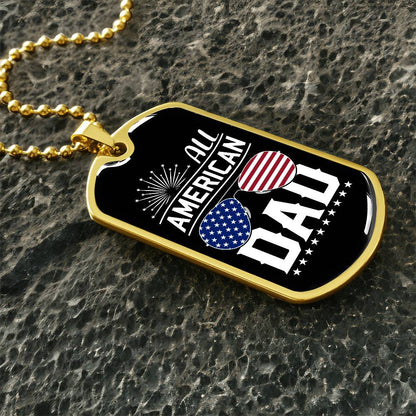 All American Dad Dog Tag Necklace with Engraving