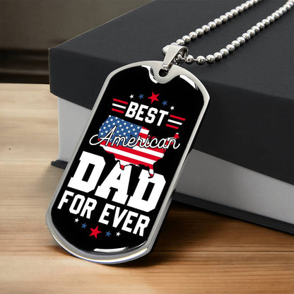 Best American Dad Forever 4th Of July Dog Tag Necklace with Engraving