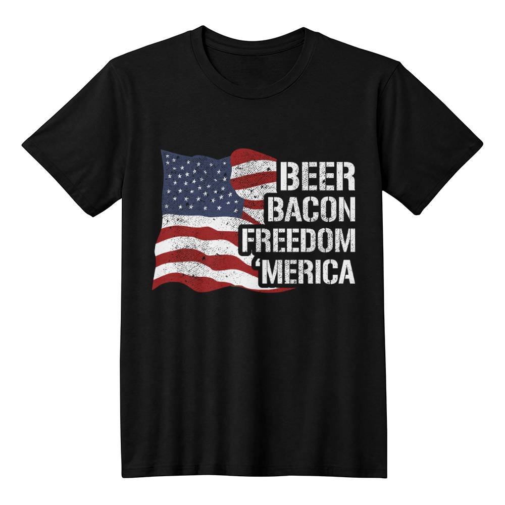 Beer Bacon Freedom Merica 4th Of July Funny USA T-Shirt