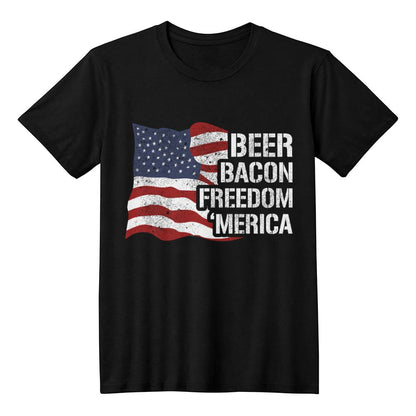 Beer Bacon Freedom Merica 4th Of July Funny USA T-Shirt