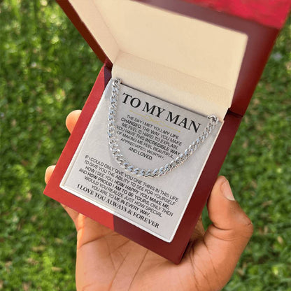 “To My Man” Cuban Link Chain – Heartfelt Gift for Husband, Boyfriend, or Fiancé