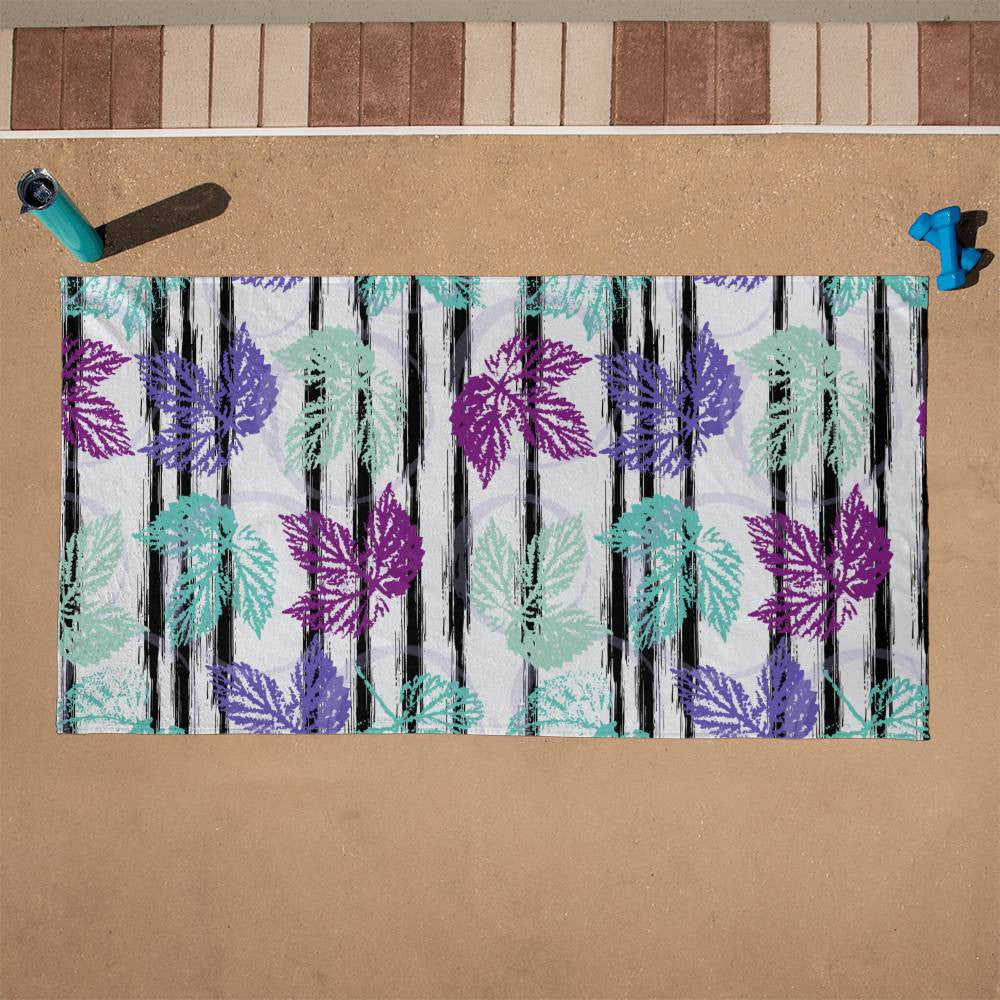 Beach Towel-Flower Pattern with Leaves - YERTIZZ.COM