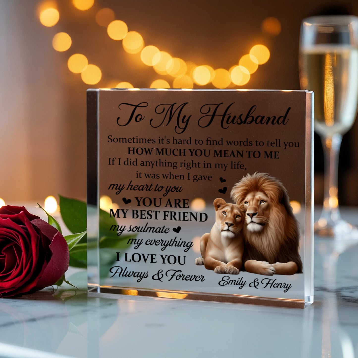 Personalized "To My Husband" Acrylic Block – Custom Romantic Gift for Husband, Anniversary or Engagement Keepsake