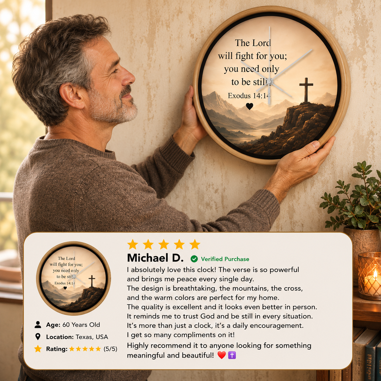 The Lord Will Fight for You wall clock