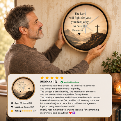 The Lord Will Fight for You wall clock