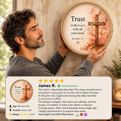 Rustic cross Christian wall clock
