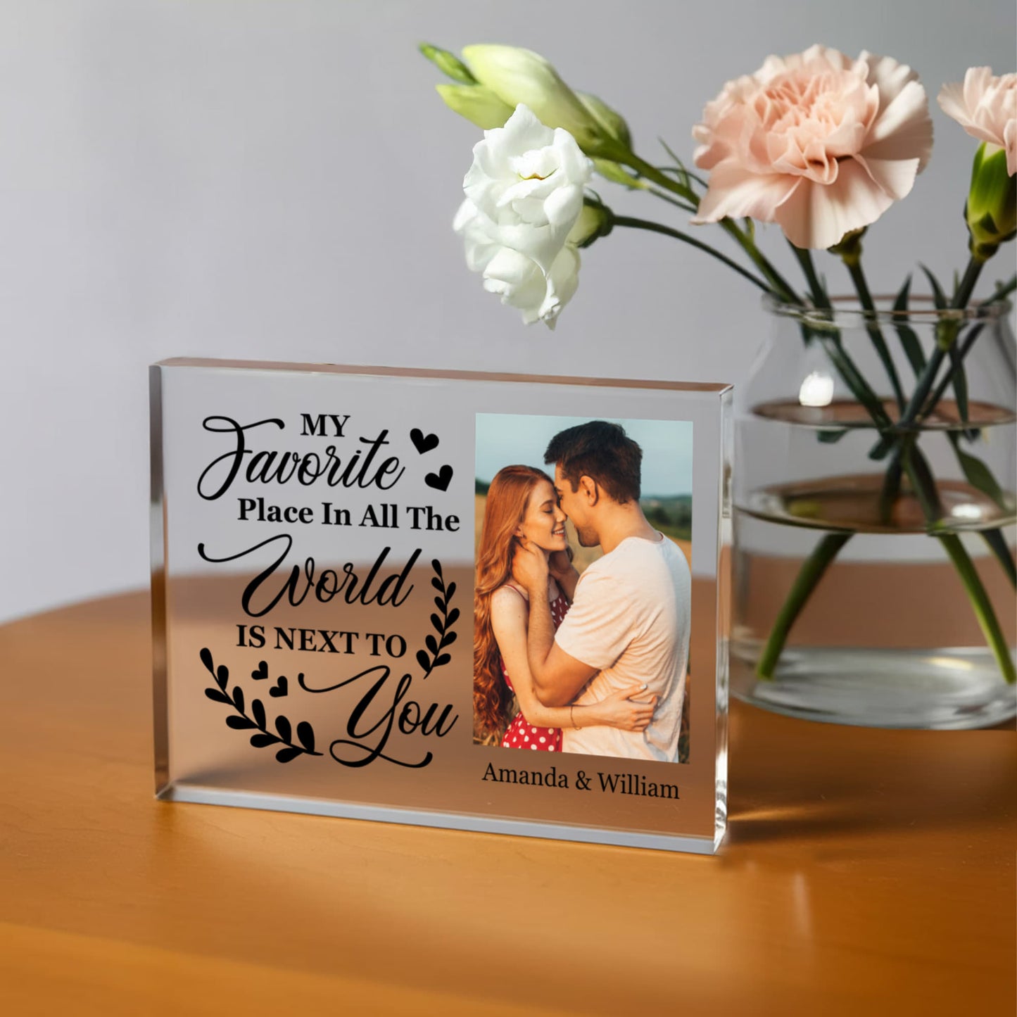 Personalized “My Favorite Place Is Next To You” Acrylic Block – Custom Couple Photo Gift, Romantic Wedding or Anniversary Keepsake