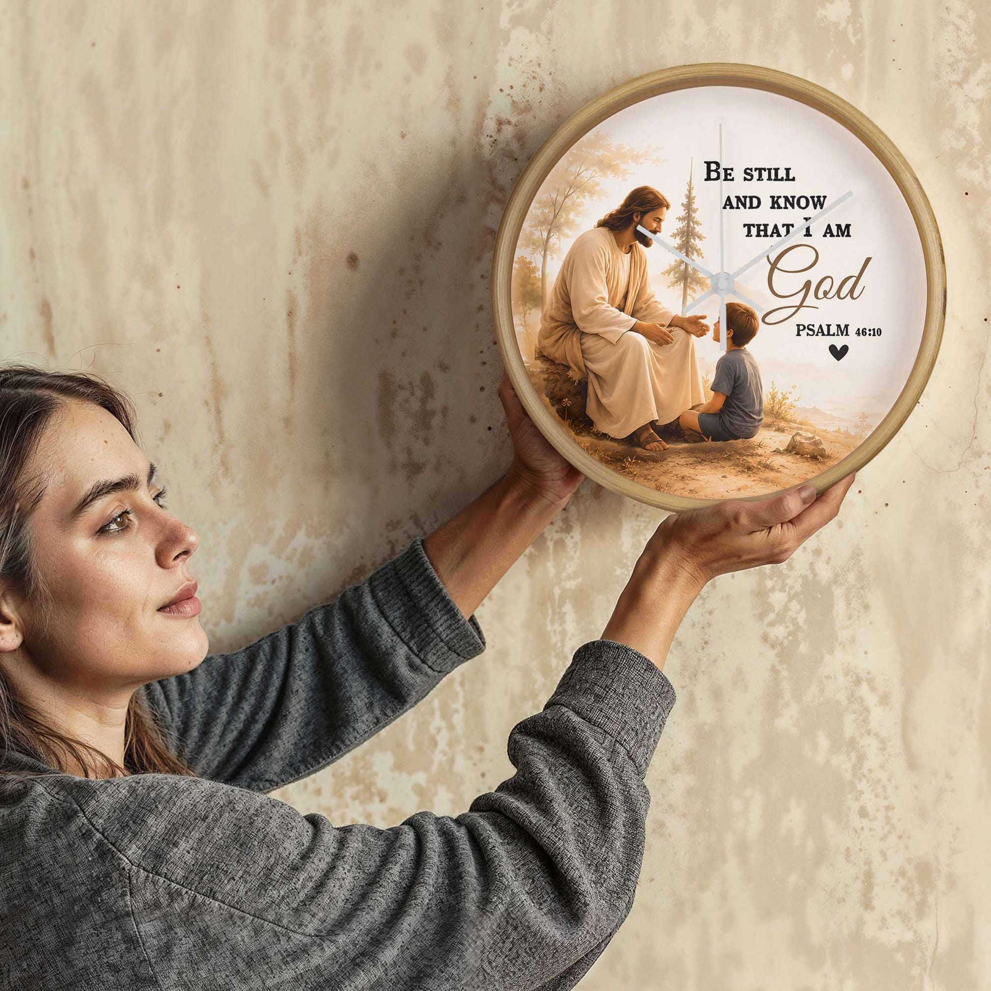Religious wall clock with scripture