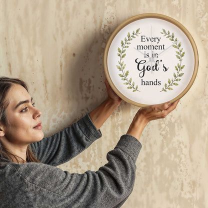 Faith wall clock with eucalyptus wreath