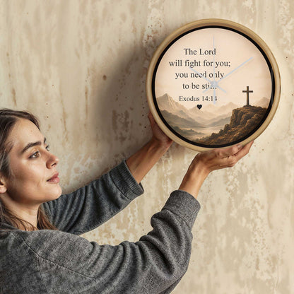 The Lord Will Fight for You wall clock