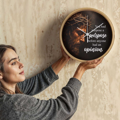 Purpose Before Opinion Christian Wall Clock – Inspirational Jesus Wall Clock | Christian Faith Wall Decor | Religious Home Clock
