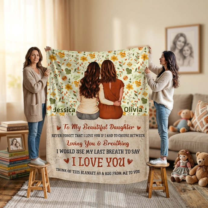 To My Beautiful Daughter Blanket from Mom | Personalized Daughter Blanket | I Love You Daughter Fleece Throw