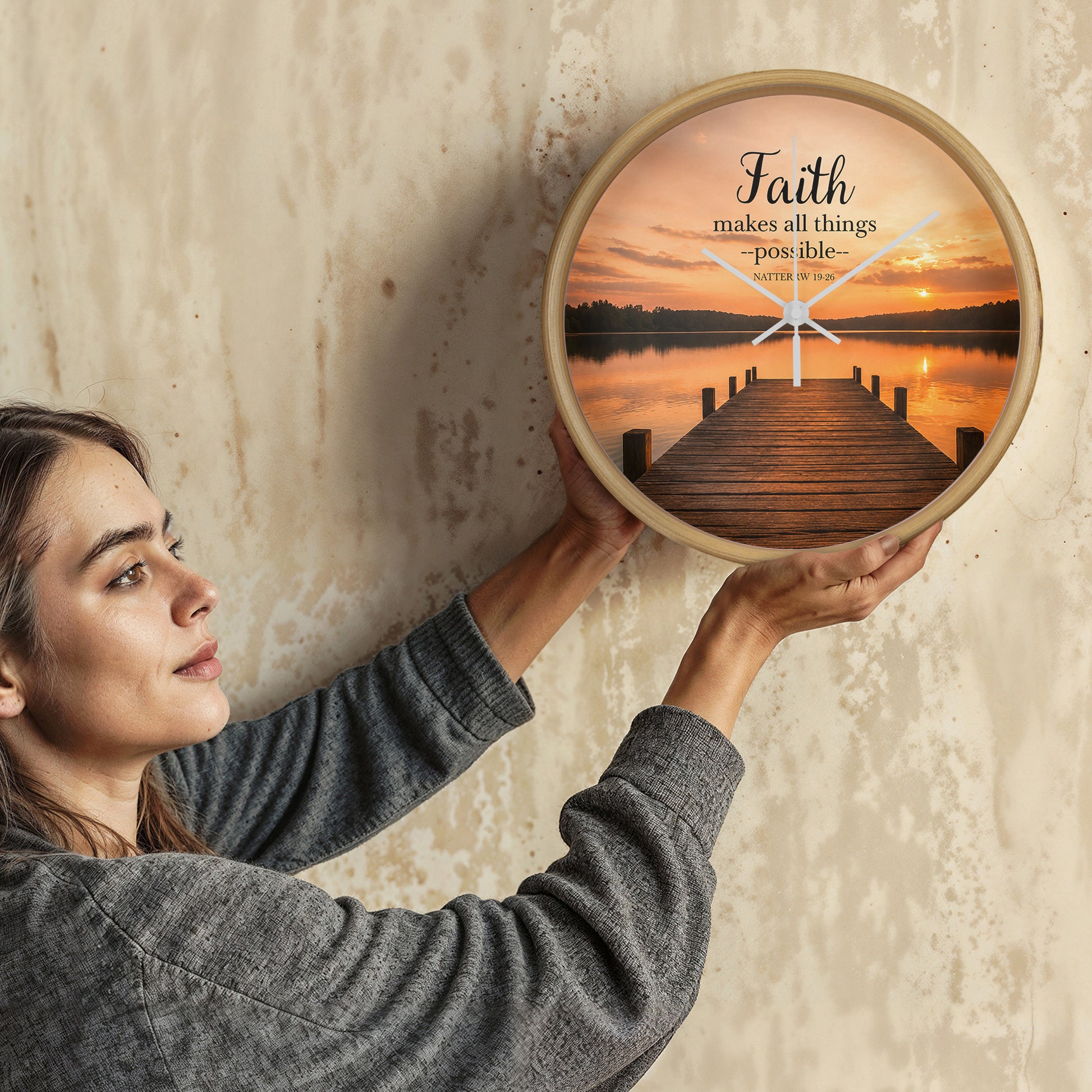 Faith-based wall clock décor