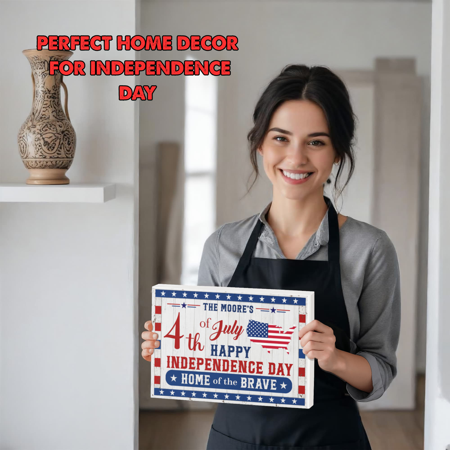 Personalized 4th of July Gallery Wrapped Canvas – Custom Family Name Independence Day Wall Art