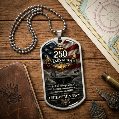 250 years at sea navy dog tag necklace