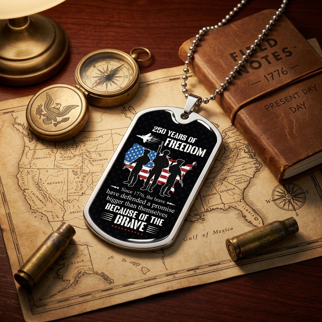 250 years of freedom dog tag necklace