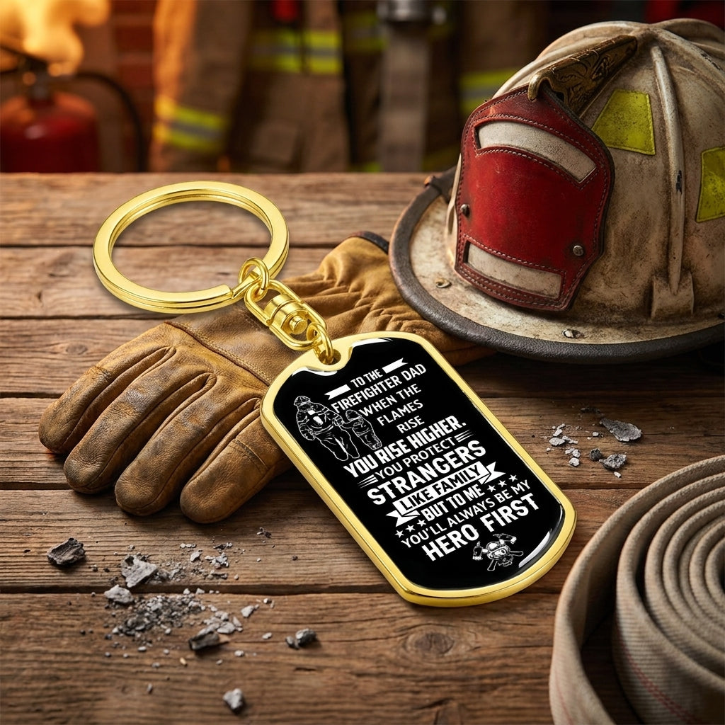 to the firefighter dad emotional keychain proud son daughter gift