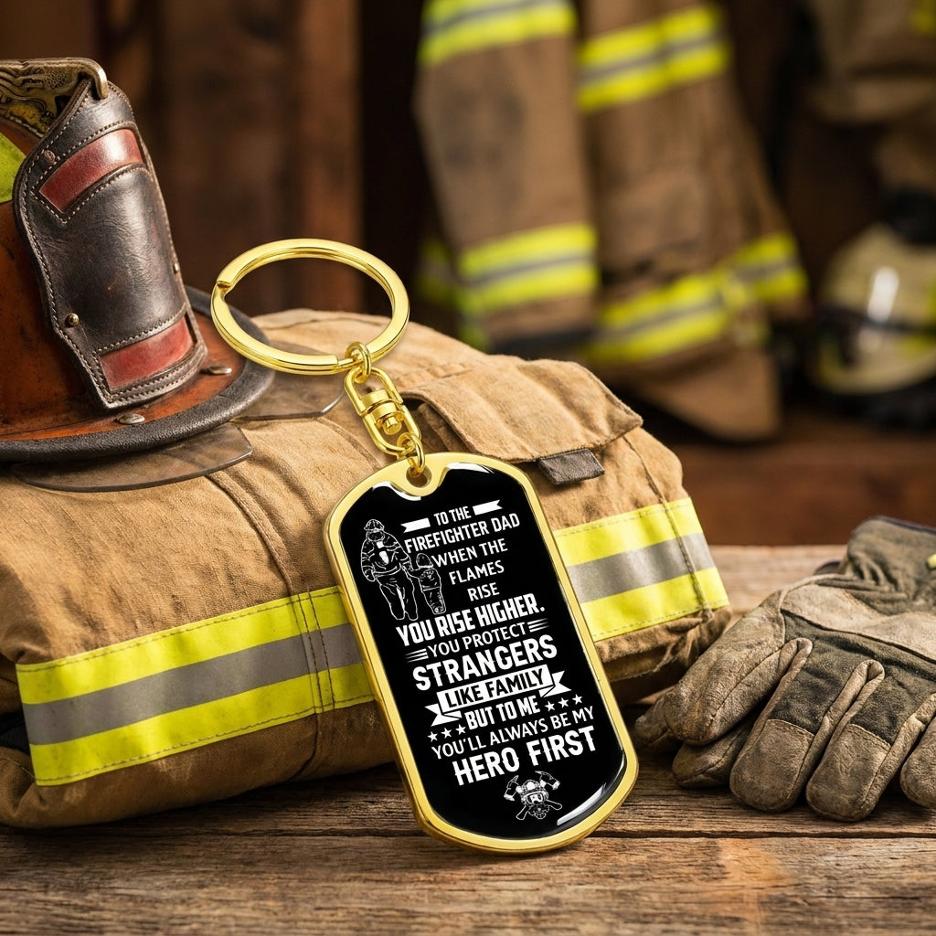 personalized firefighter father keychain you'll always be my hero first