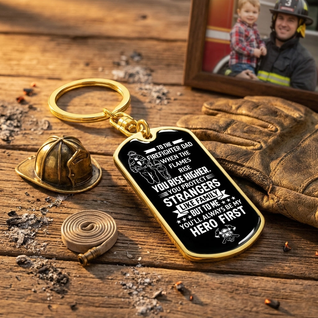 You're My Hero Dad Dog Tag Keychain – Even When I'm Grown I'll Still Need You – Father's Day Gift