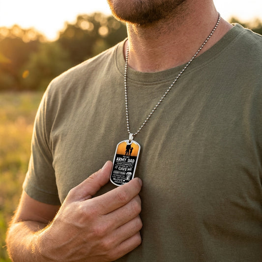 proud child to army dad combat boots keychain style necklace