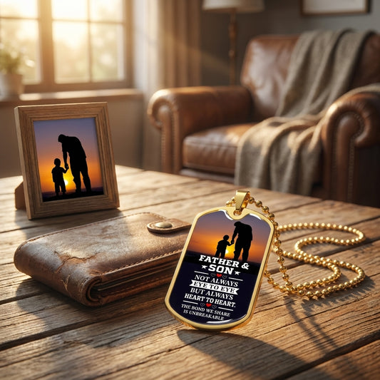 meaningful father son jewelry not always eye to eye message