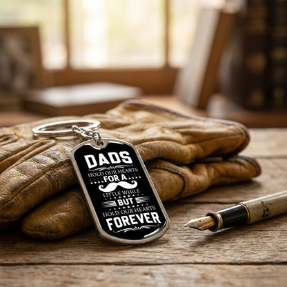 silver black dad keychain heartfelt mustache forever message