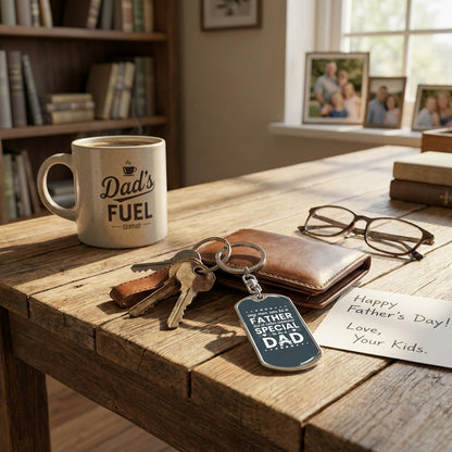 Engraved keychain for father figure any man can be a father