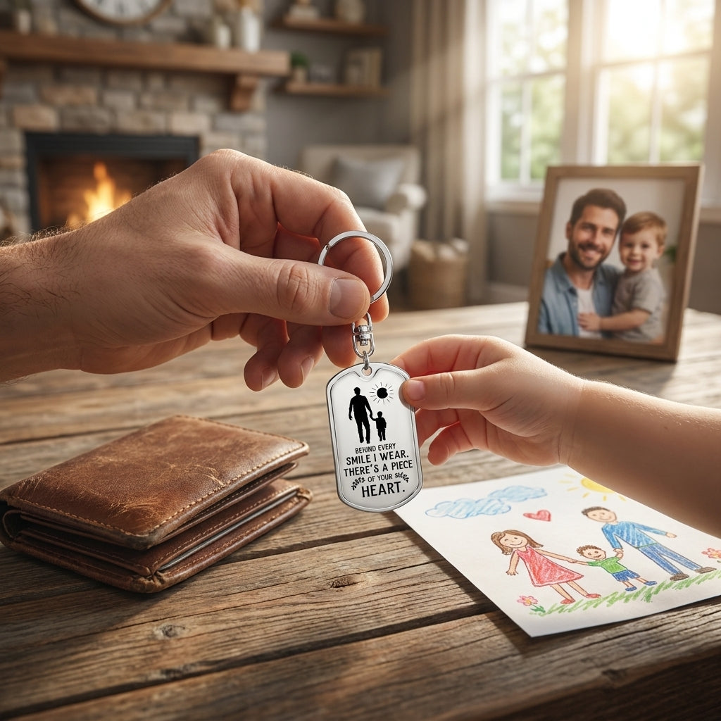 Best dad ever keychain black and silver design