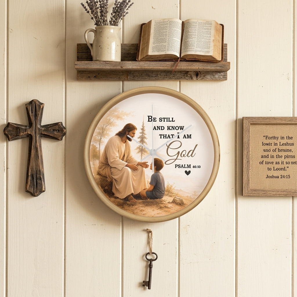 Be Still and Know That I Am God Wall Clock – Psalm 46:10 Christian Wall Clock | Inspirational Faith Home Decor