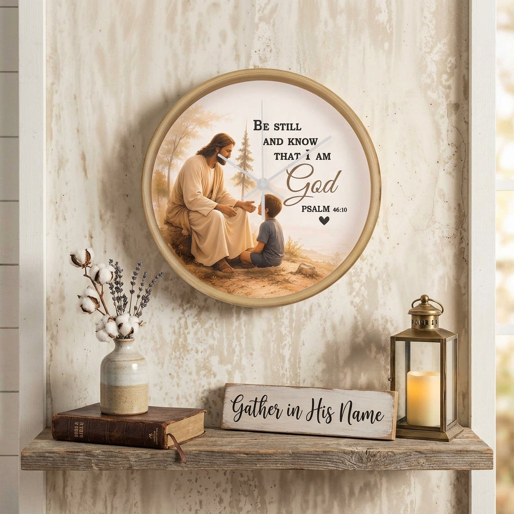 Be Still and Know That I Am God Wall Clock – Psalm 46:10 Christian Wall Clock | Inspirational Faith Home Decor