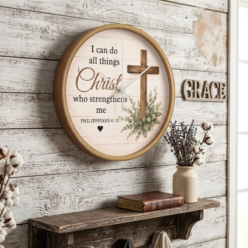 Philippians 4:13 Christian wall clock