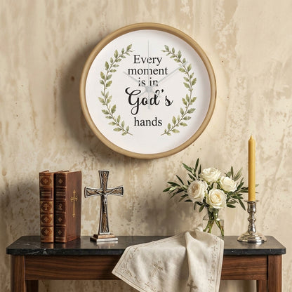 Every Moment Is in God's Hands Christian Wall Clock – Inspirational Faith Home Decor | Religious Wall Clock