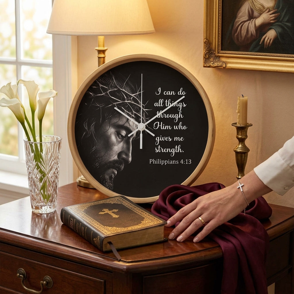Philippians 4:13 Christian wall clock