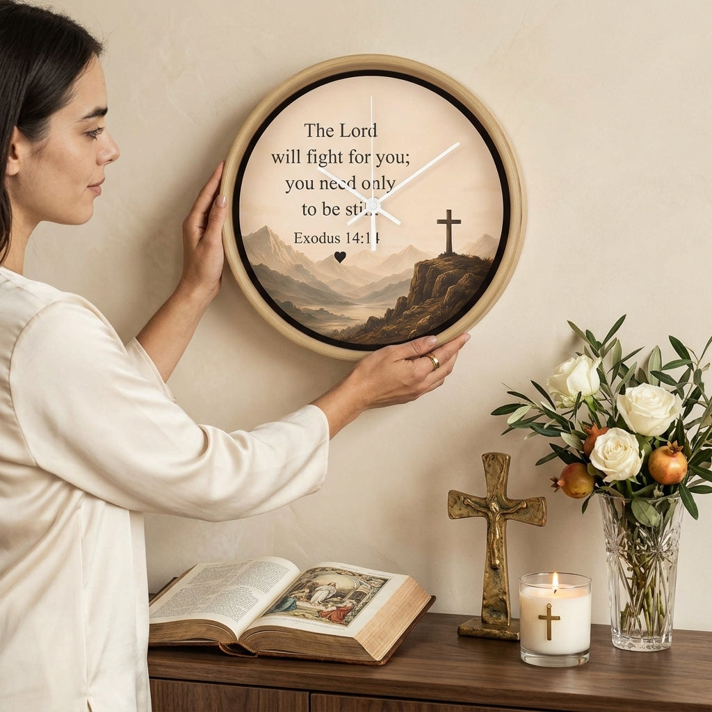 Mountain cross Christian clock