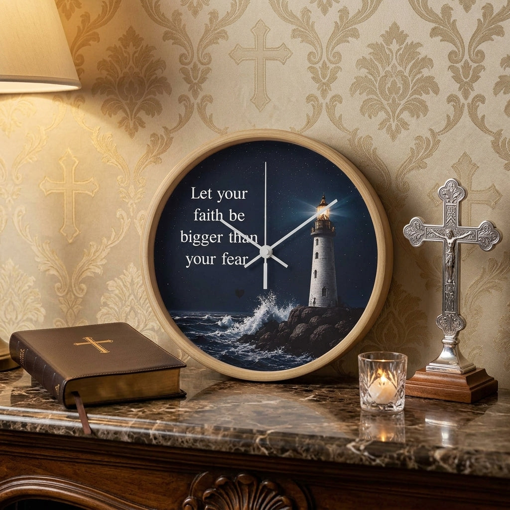 Christian lighthouse wall clock