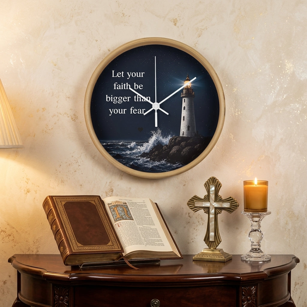 Ocean lighthouse faith clock