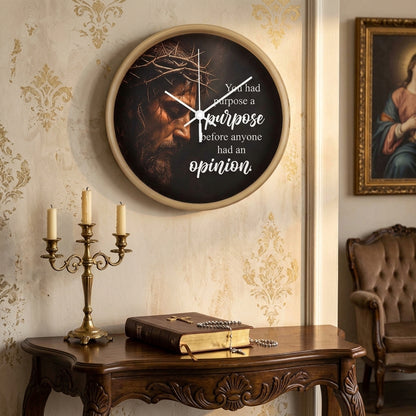 Purpose Before Opinion Christian Wall Clock – Inspirational Jesus Wall Clock | Christian Faith Wall Decor | Religious Home Clock