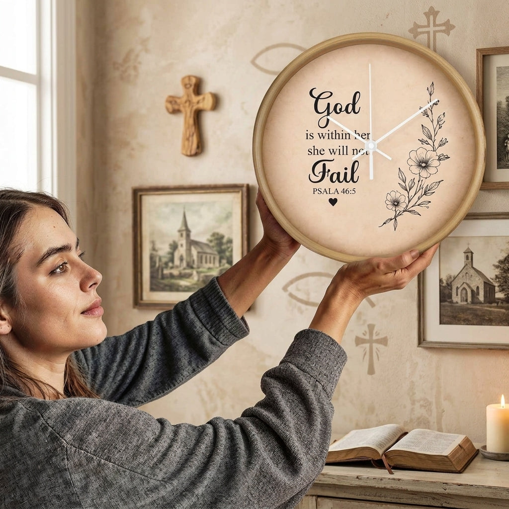God Is Within Her wall clock