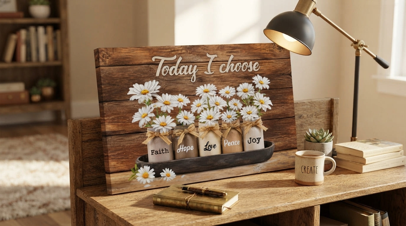 Today I Choose Faith Hope Love Peace Joy Canvas Print – Christian Wall Decor