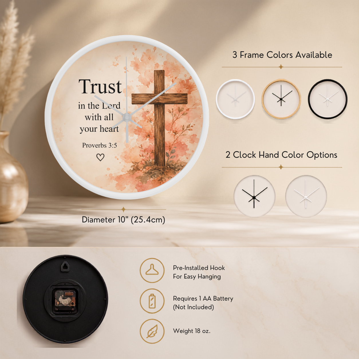 Inspirational faith wall clock