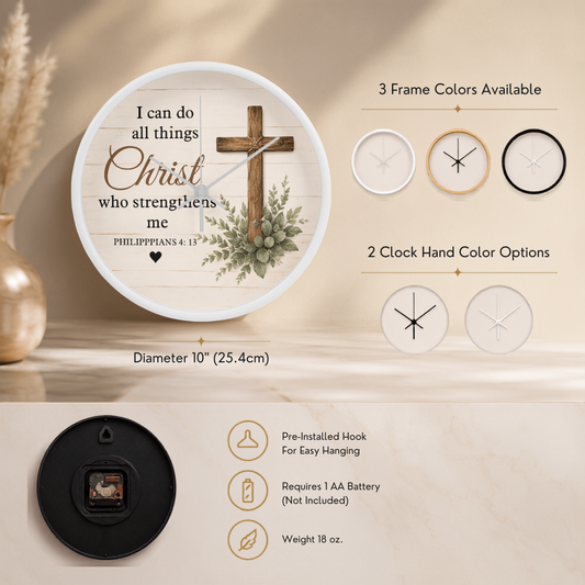 Wooden cross wall clock